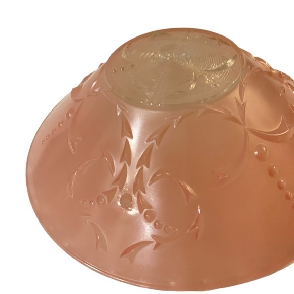 Vintage Antique Pink Ceiling Light Glass Shade Art Deco Scalloped Edge - Picture 2 of 9